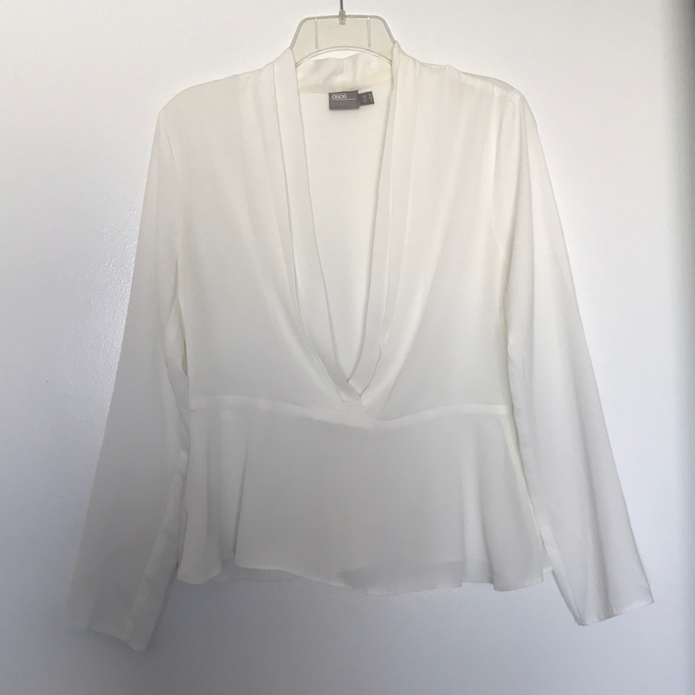Sheer Long sleeve low cut blouse